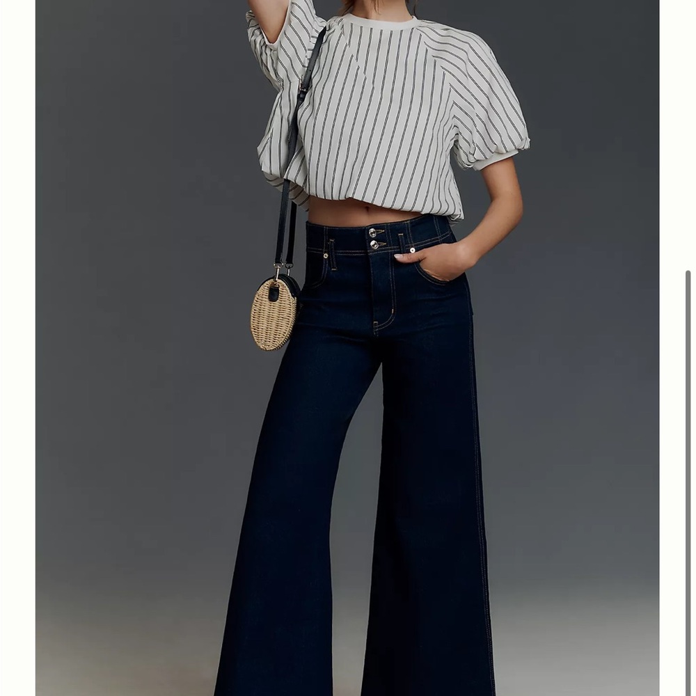 FRAME The Seamed High-Rise Wide-Leg Trouser Jeans